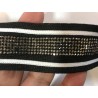 Ruban en Maille Noir et Blanc Strassé : Élégance Scintillante