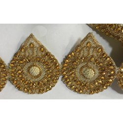 Ruban Brodé Doré OR orné de strass et de perles Pour Décorations Caftans Et Customisations.