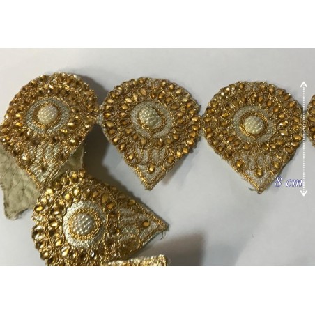 Ruban Brodé Doré OR orné de strass et de perles Pour Décorations Caftans Et Customisations.