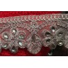 Ruban Brodé Argenté orné de strass Blanches Pour La Décorations Caftans Ceintures Et Customisations.