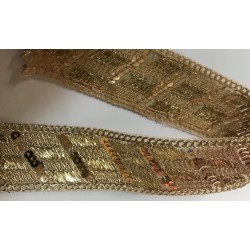 Ruban Brodé Doré OR orné de Sequins doré Pour Décorations Caftans Ceintures Et Customisations.