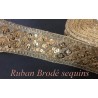 Ruban Brodé Doré OR orné de Sequins doré en 45 mm Pour Décorations Caftans Ceintures Et Customisations.