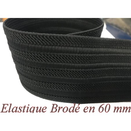 Élastique Brodé Noir en 60 mm pour des créations remarquables