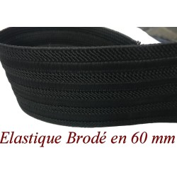 Élastique Brodé Noir en 60 mm pour des créations remarquables