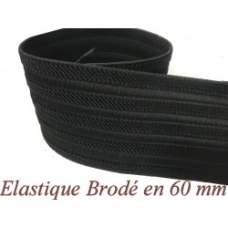 Élastique Brodé Noir en 60 mm pour des créations remarquables