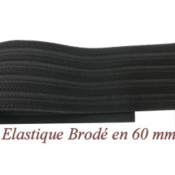 Élastique Brodé Noir en 60 mm pour des créations remarquables