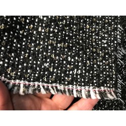 Tissu Style "Chanel" Tweed Noir Au Mètre Haute Couture.