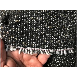 Tissu Style "Chanel" Tweed Noir Au Mètre Haute Couture.