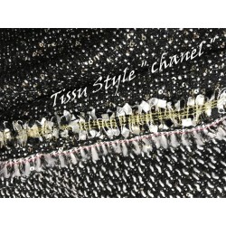 Tissu Style "Chanel" Tweed Noir Au Mètre Haute Couture.