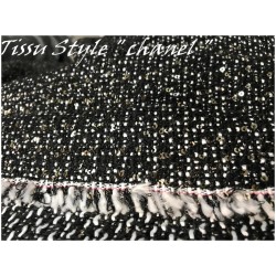 Tissu Style "Chanel" Tweed Noir Au Mètre Haute Couture.