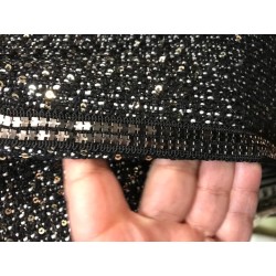 Tissu Style "Chanel" Tweed Noir Au Mètre Haute Couture.