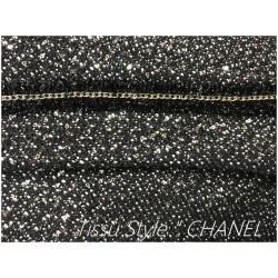 Tissu Style "Chanel" Tweed Noir Au Mètre Haute Couture.