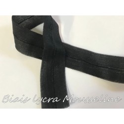Biais Lycra en mousseline Noir Mat , ruban pré-plié extensible pour Lingerie Et Customisations de vêtements Elasthanne