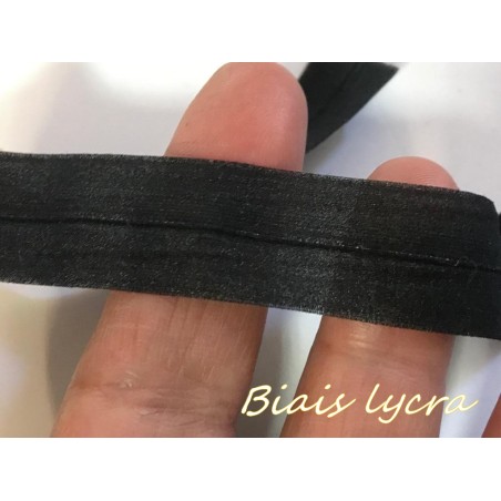 Biais Lycra en mousseline Noir Mat , ruban pré-plié extensible pour Lingerie Et Customisations de vêtements Elasthanne