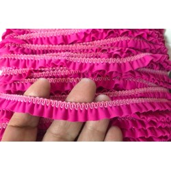 Ruban FrouFrou Rose lycra stretch au Mètre : pour lingerie et maillots de bains