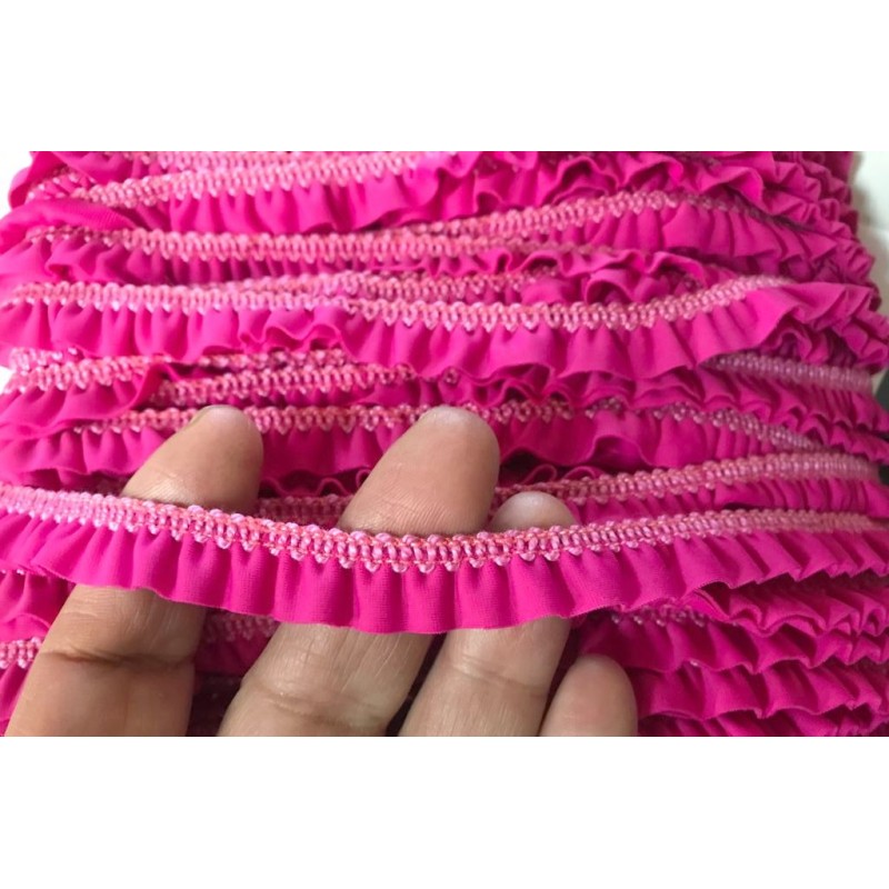 Ruban FrouFrou Fuschia lycra stretch au Mètre : pour lingerie et maillots de bains
