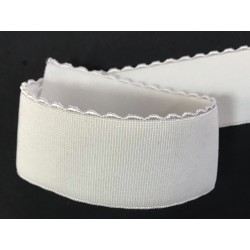 élastique Festonné Blanc en 4 cm de large - Elastique Plat Au Mètre en 40 mm Blanc Pour lingerie et couture