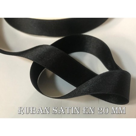 Ruban Satin Noir en 20 mm Au Mètre Double Face A Coudre Pour La Décoration Et Loisirs Créatifs