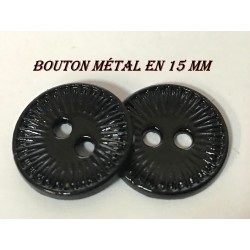 Bouton Mètal Noir couture en 15 mm