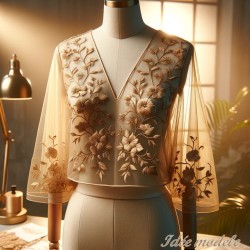 Dentelle Tissu Brodé Couture Sur Tulle Résille  Doré Or Orné De Motifs Fleurs Bleu Marine et Doré Or.