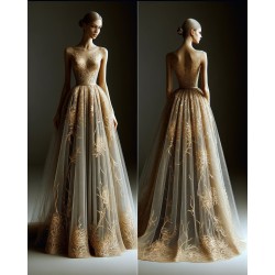 Dentelle Brodé Doré Or Au Mètre Couture : L'Élégance Scintillante en Filigrane"