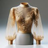 Dentelle Brodé Doré Or Au Mètre Couture : L'Élégance Scintillante en Filigrane"