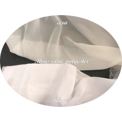 Tissu Mousseline Polyesther Ecru ivoire au Mètre Pour La Couture.