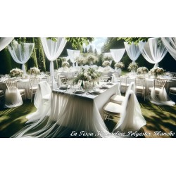 Tissu Mousseline Polyesther Blanche au Mètre Pour La Couture.