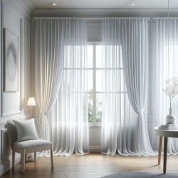 Tissu Mousseline Polyesther Blanche au Mètre Pour La Couture.