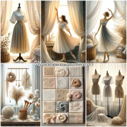 Tissu Mousseline Polyesther Ecru ivoire au Mètre Pour La Couture.