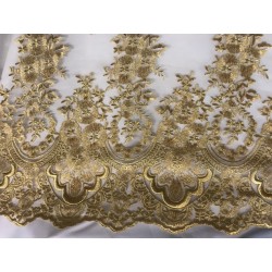 Dentelle Brodé Doré Or Au Mètre Couture : L'Élégance Scintillante en Filigrane"