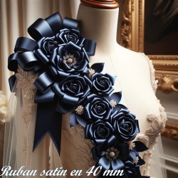 Ruban Satin Bleu Marine En 40 mm Au Mètre A Coudre Pour La Décoration Et Loisirs Créatifs
