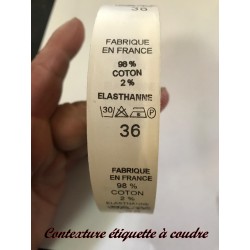 Etiquettes De Vêtements " 98 % Coton - 2 % Elasthanne " x  Par 800 Pièces A Coudre De Composition Textile , Contexture.