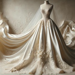 Satin de Soie Ivoire Haute Couture au Mètre.