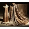 Tissu Plissé en Mousseline Beige kaki Couture Au Mètre