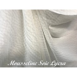 Mousseline de Soie Ivoire Lycra Stretch Couture Au Mètre.