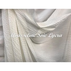 Mousseline de Soie Ivoire Lycra Stretch Couture Au Mètre.