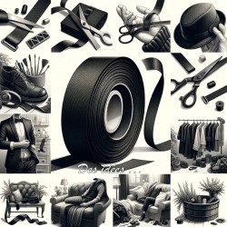 Ruban Sergé Noir Coton Au Mètre En 25 mm A Coudre Pour Loisirs Créatifs Et Décorations.