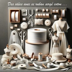 Ruban Sergé Noir Coton Au Mètre En 25 mm A Coudre Pour Loisirs Créatifs Et Décorations.