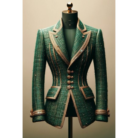 Tissu Tweed Uni Vert 100% Laine - Par Le Mètre - Frederick Thomas - Royaume-Uni