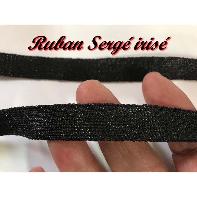 Ruban Sergé Noir irisé Au Mètre En 15 mm En coton  A Coudre Pour Loisirs Créatifs Et Décorations.