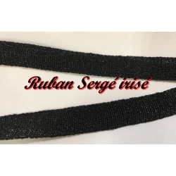 Ruban Sergé Noir irisé Au Mètre En 15 mm En coton  A Coudre Pour Loisirs Créatifs Et Décorations.