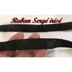 Ruban Sergé Noir irisé Au Mètre En 15 mm En coton  A Coudre Pour Loisirs Créatifs Et Décorations.