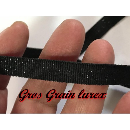 Ruban Gros Grain En 10 mm Lurex Noir  A Coudre : Idéal pour Vos Loisirs Créatifs et Décorations"