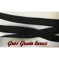 Ruban Gros Grain En 10 mm Lurex Noir  A Coudre : Idéal pour Vos Loisirs Créatifs et Décorations"