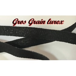 Ruban Gros Grain En 10 mm Lurex Noir  A Coudre : Idéal pour Vos Loisirs Créatifs et Décorations"