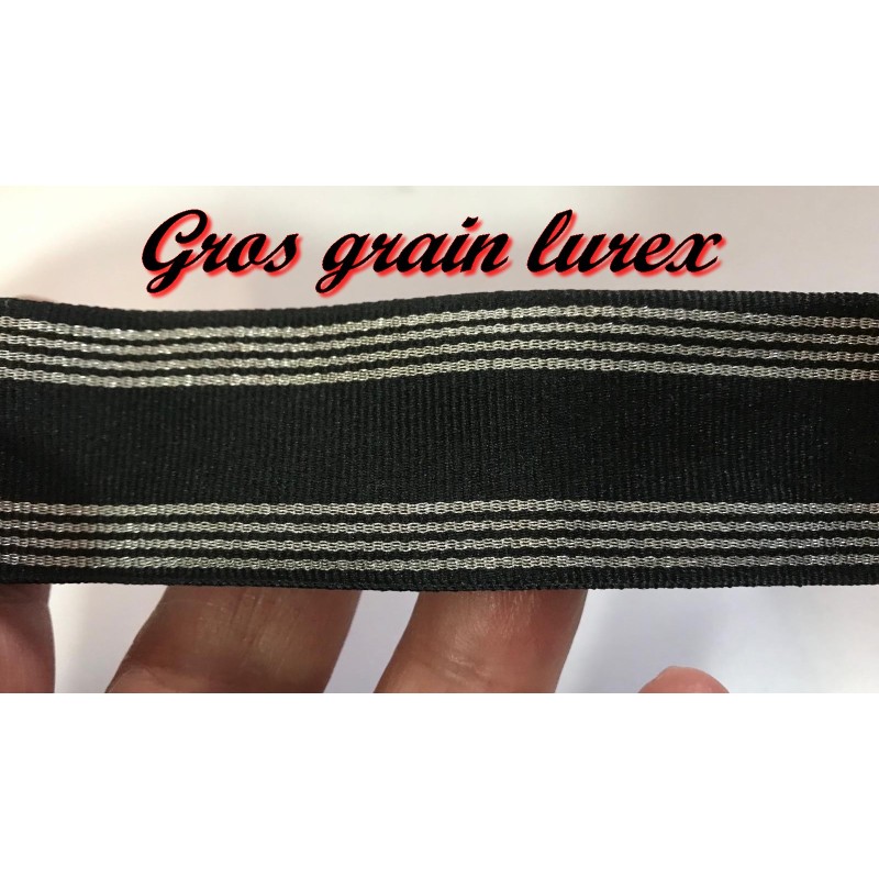 Ruban Gros Grain En 30 mm Lurex Noir A Coudre : Idéal pour Vos Loisirs Créatifs et Décorations"