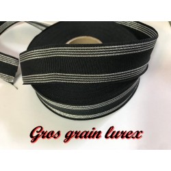 Ruban Gros Grain En 30 mm Lurex Noir A Coudre : Idéal pour Vos Loisirs Créatifs et Décorations"