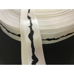 Ruban Gros Grain En 30 mm Blanc Imprimé A Coudre : Idéal pour Vos Loisirs Créatifs et Décorations"