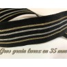 Ruban Gros Grain En 35 mm Noir A rayures Doré et Argenté primé A Coudre : Idéal pour Vos Loisirs Créatifs et Décorations"